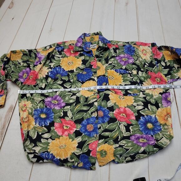 Vintage 90s At last bright floral flower long sleeve button down top vibrant y2k - Picture 3 of 5